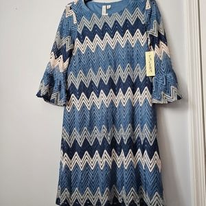 Tacera Blue Long Sleeve Sundress